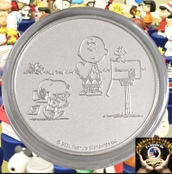 2021 "Peanuts-Snoopy & Charlie Brown" 1 Oz .999 Silver Gem Proof in Capsule 🔥 