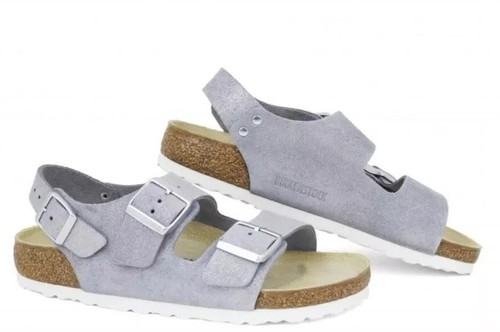 BIRKENSTOCK Milano Grau Wildleder Leder Sandalen Fußbett 140£ EUR 37 *NEU* - Bild 1 von 7