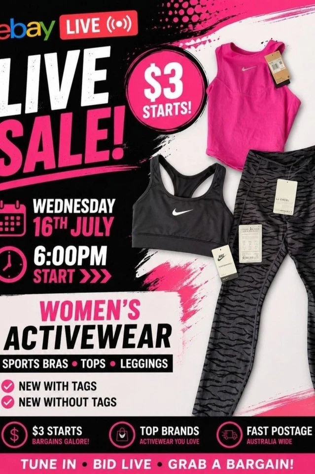 $3 Starts! Women's Activewear | Sports Bras, Tops & Leggings NWT NOWT