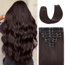 Nuzusa Clip-In Human Hair Extensions 20" Silky Straight 8pcs Double Weft