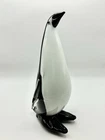 Vintage Murano Art Glass Penguin Figurine 10” Black White Sommerso Style Italy