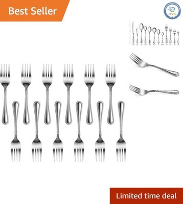 Classic 6.25-Inch Salad Forks - Durable Stainless Steel, Set of 12 for Dining