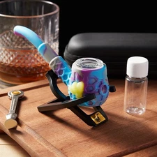 4.5" Silicone Honeycomb Tobacco Smoking Pipe with Holder and Tools Hand Pipe