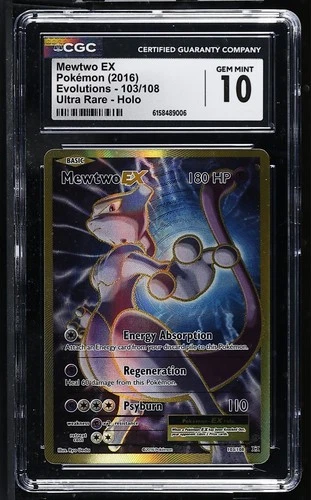 2016 POKEMON EVOLUTIONS ULTRA RARE, HOLO #103 MEWTWO EX CGC 10 GEM MINT