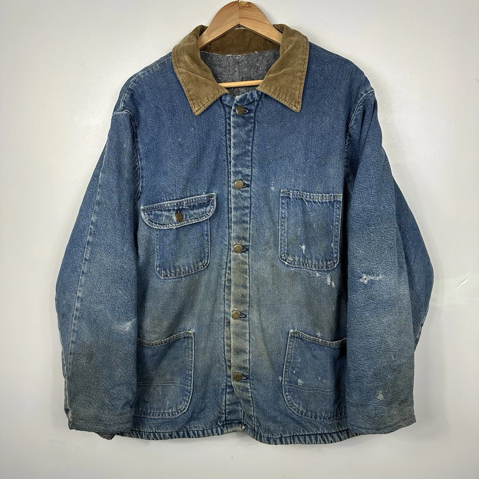 Key Imperial Denim Chore Coverall Jacket, True Vintage, Blanket Lined, Mens XL