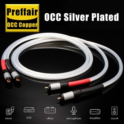 Preffair OCC High Audio Cable 2RCA to 2RCA Gold Plated Plug PTFE Insulation