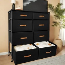 Tall 8-Drawer Chest with Wood Top Closet Organizer For Bedroom Living Room