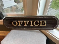 Rustic Wood Office Sign Brown And gold 30in