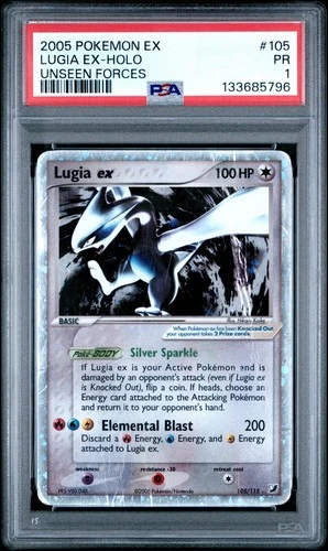 2005 Pokemon Ex Unseen Forces #105 Lugia EX Holo PSA 1 PR