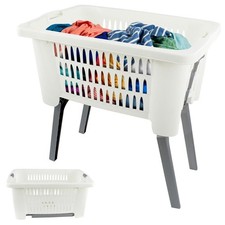 Laundry Basket Foldable Legs, Collapsible Storage, Lightweight, Large Capacity