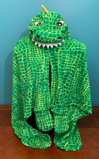 Green Dragon / Dinosaur Hoodie Cape Wrap - One Size, Single Button, Hand Warmers