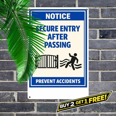 #ad #ad Secure Entry Accident Prevention Flat Graphic Metal Safety Notice Sign 8x12 $11.39