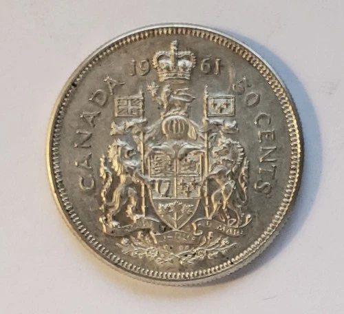 1961 CANADA SILVER 50 CENT - EF40 - QUEEN ELIZABETH II HALF DOLLAR