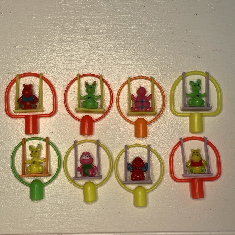 Set of 8 Vintage 80s-90s Animals on Swing Pencil Toppers LOT Vending Toys Kids!