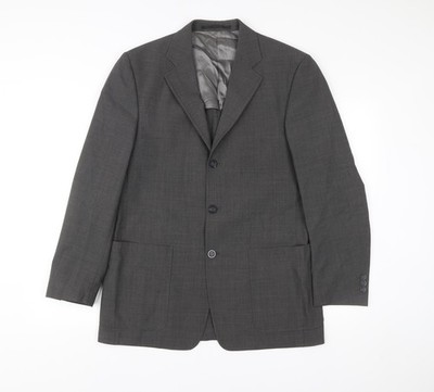 Tom English Herren Blazer Sakko Grau Wollmischung Größe 40 Regular