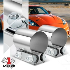 2Pcs 2" OD Stainless Steel Butt Joint Exhaust Muffler Pipe Clamp Sleeve Coupler