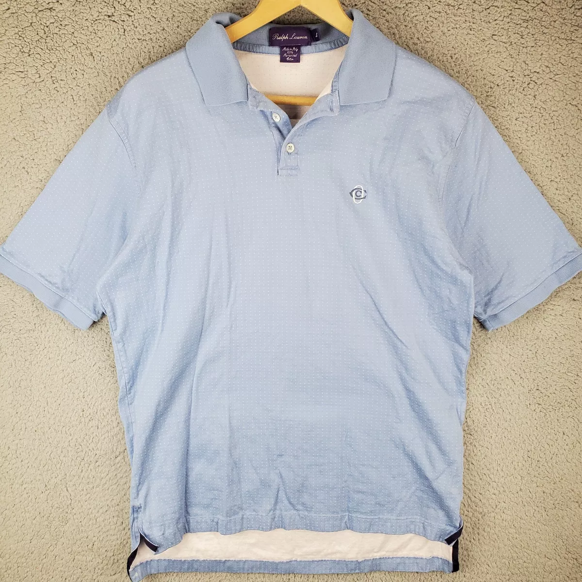 Ralph Lauren Vintage Purple Label Polo Shirt Large Short Sleeve Made In Italy L