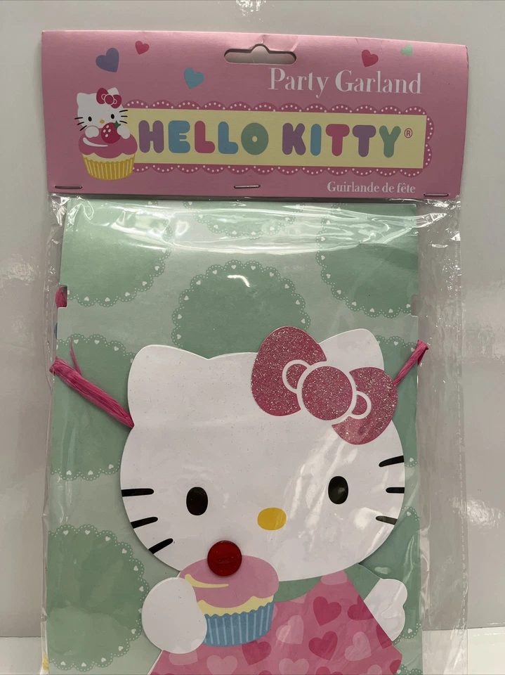 Kit Guirnalda Fiesta HELLO KITTY Meri Meri con 9 Banderines Cupcakes Sanrio 2012 NUEVO Foto 3 de 4