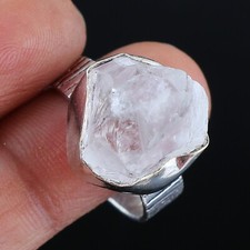 Crystal Quartz Gemstone Handmade 925 Sterling Silver Jewelry Ring Size US-6