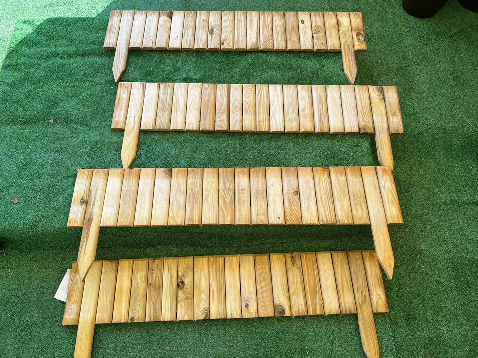 Heavy Duty Garden Wooden Log Edging Fence - Sturdy 90x30cm - Image 4 of 4