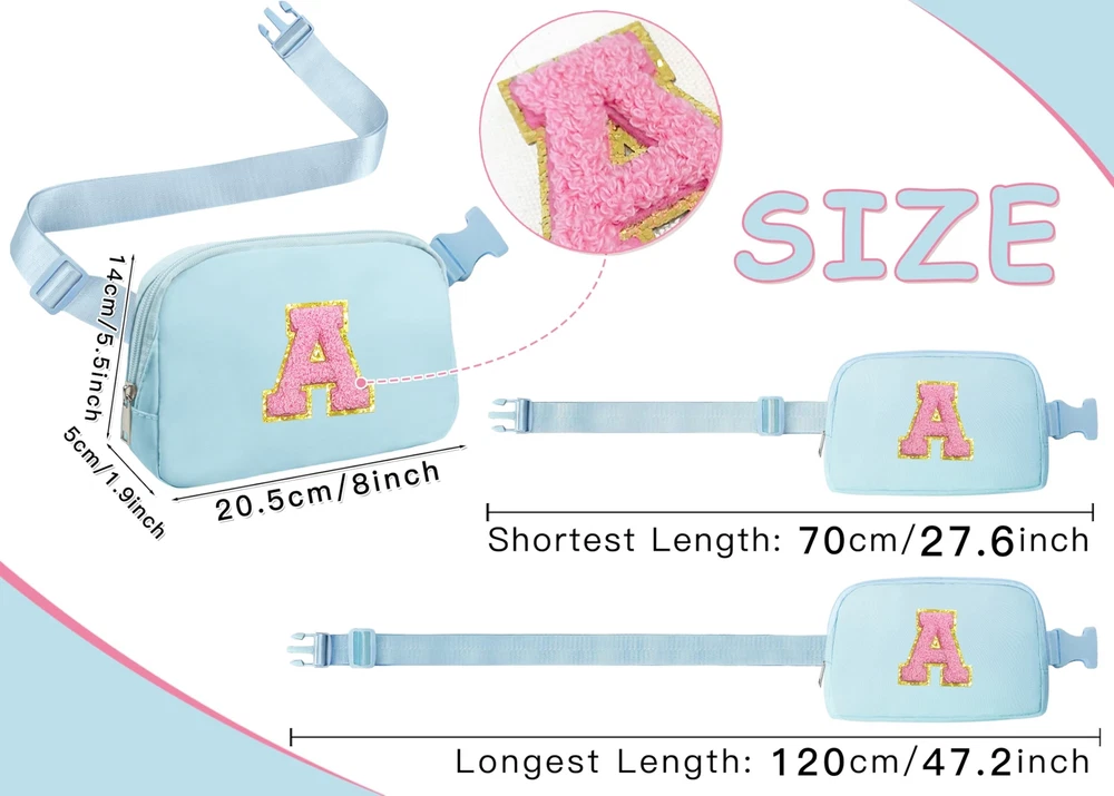 Blue Belt Bag Fanny Pack Crossbody Travel Trendy Birthday Christmas Gifts for...