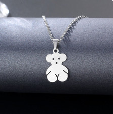 Teddy Bear    Pendant Necklace 20" Stainless Steel Plus Extender Chain    LQQK