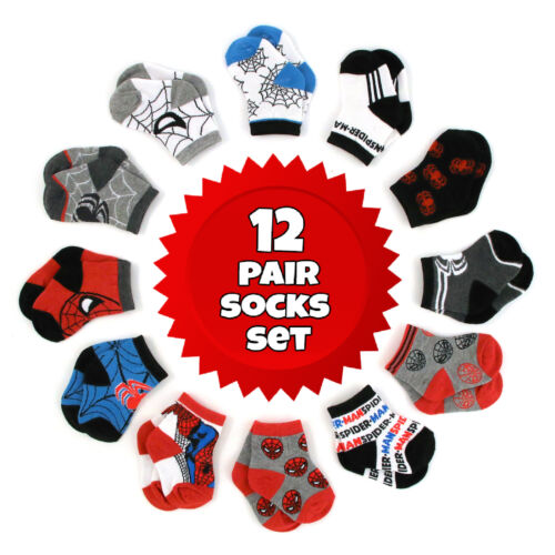 Marvel Spiderman 12 Pair Assorted Color Socks Set, Baby Boys, Age 0-24 Months - Picture 7 of 13