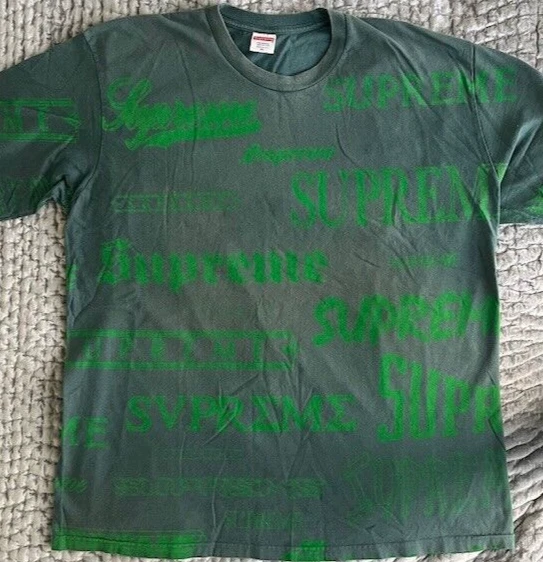 Authentique T shirt Supreme Homme Taille XL Manches Courtes Col Rond Gris