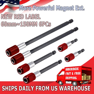 6pcs 1/4 Hex Shank Holder Drill Bit Screwdriver EXTENSION Quick Release Magnetic