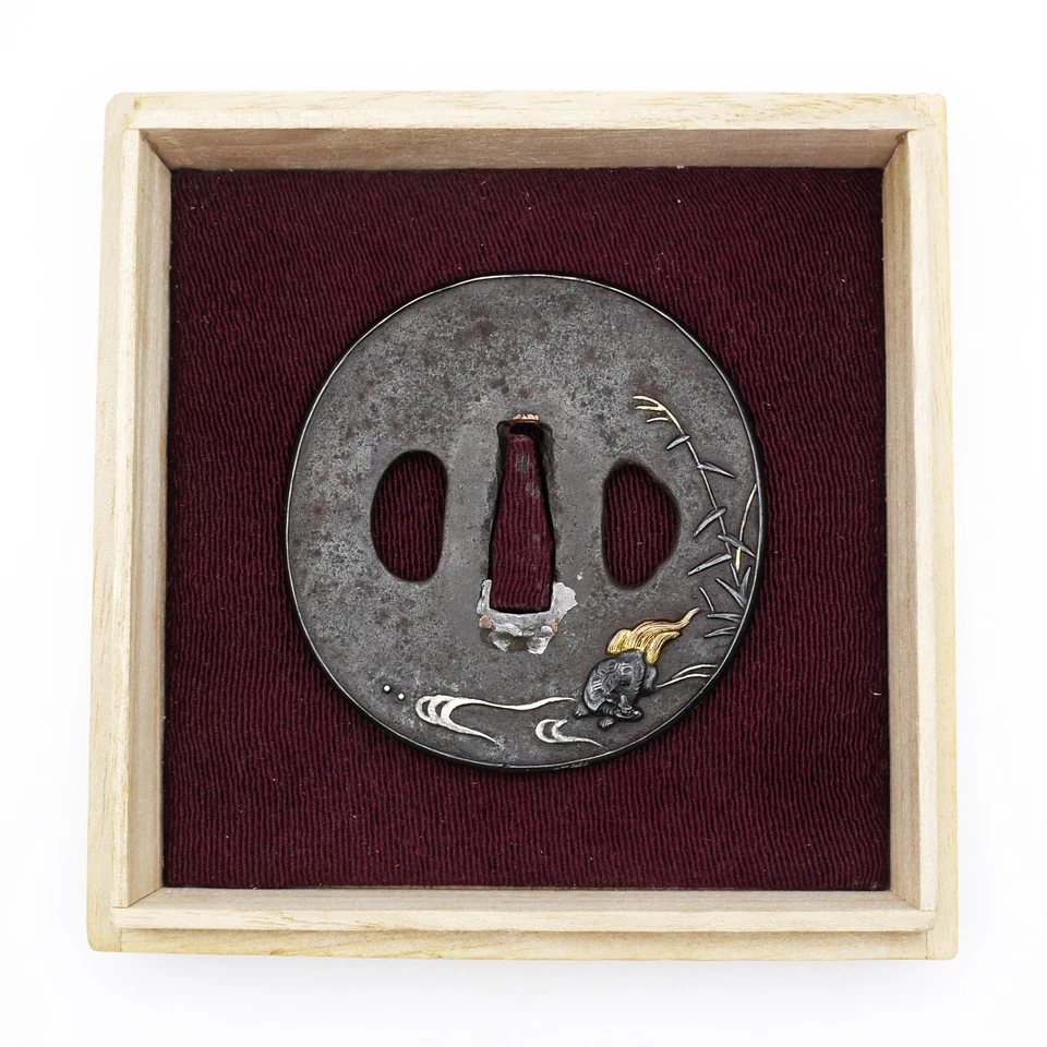 Espada antigua japonesa Tsuba Turtle Waterside Samurai Katana Wakizashi Foto 4 de 4