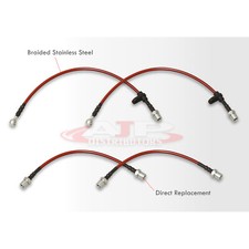 Silver Stainless Steel Braided Brake Line Hose For 93-02