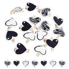50Pcs Mini Wooden Photo Clips Heart Shape Decorative Clips Mini Craft Clothes...