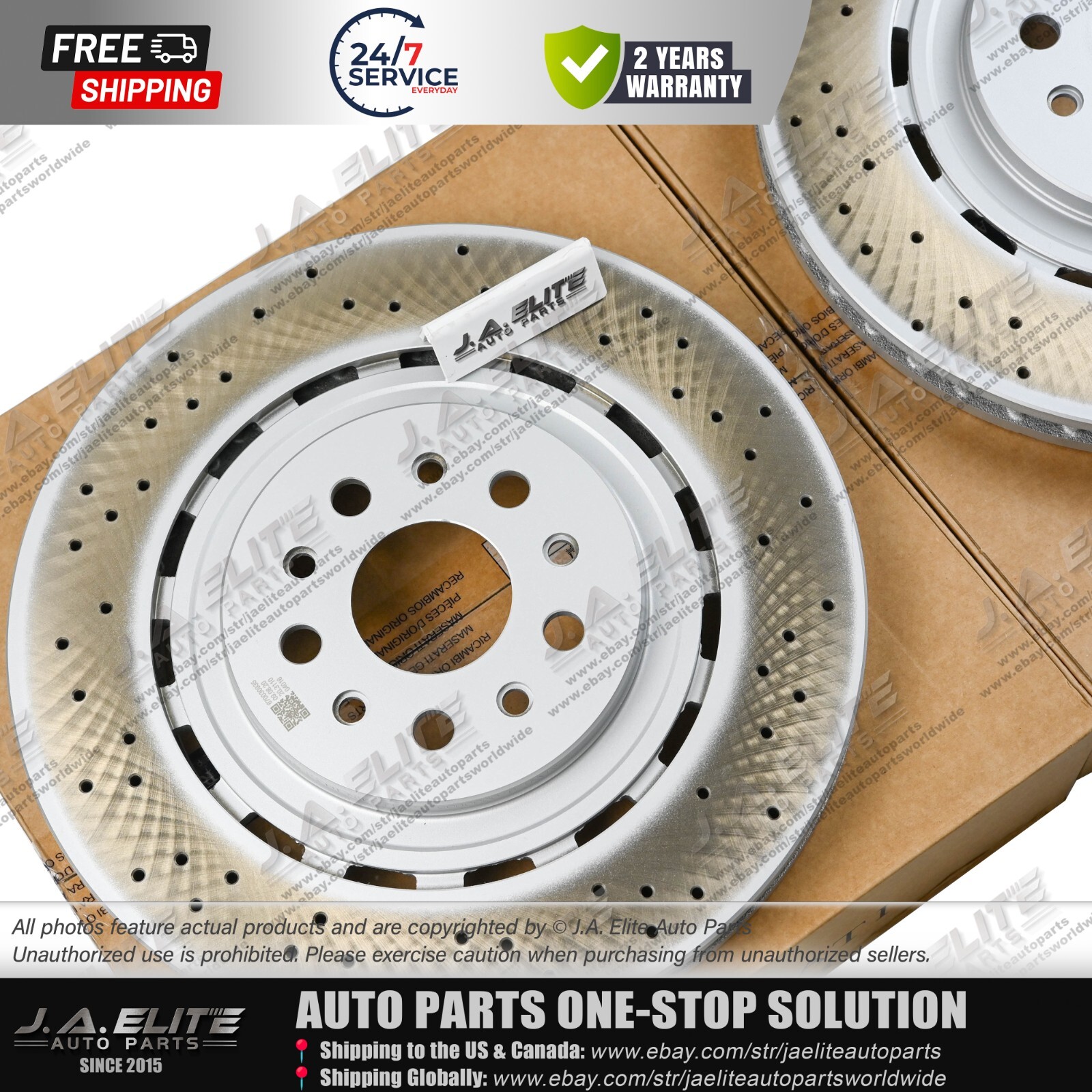 4pcs Front Rear Brake Rotor With Holes fit Maserati Quattroporte Ghibli, 2014-16
