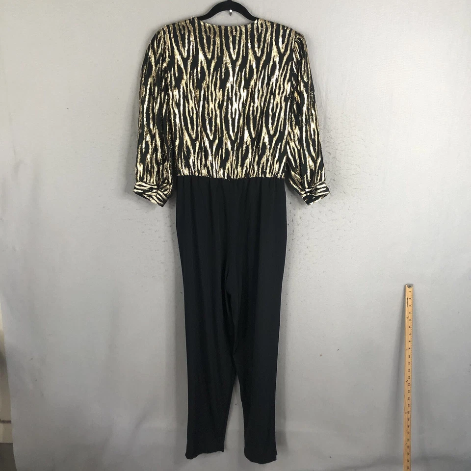 Mono retro vintage Melissa Lane para mujer 16 negro dorado metálico difuso Rave Club Foto 3 de 4