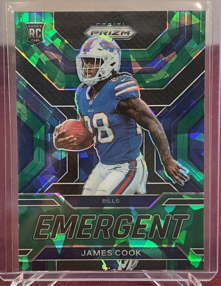 2022 Panini Prizm James Cook #E-13 Emergent Green Cracked Ice Prizm Rookie