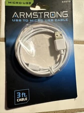 ARMSTRONG USB to Micro USB  Cable 3 ft. white Cable- Micro USB #64579