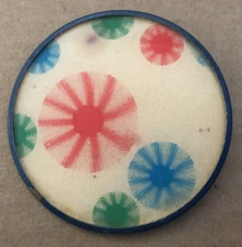 Vintage VARI-VUE Lenticular Flicker Button Pinback MCM BALL SWIRLS #8