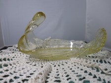 Vintage Art Glass Turkey Display Basket Bowl Centerpiece Rare