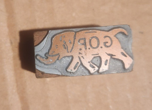 Republican 'GOP' with Elephant Printing block, UNIQUE, collectable, wooden
