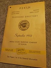 Pekin North South Manito Green Valley Illinois 1952 Telephone Directory Phone