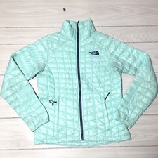 Women's The North Face TNF Thermoball Teal Blue Zip Up Light Puffer Jacket S/P
