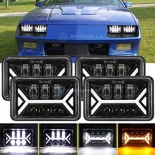 4PCS 4x6" LED Headlights Hi/Lo Sealed Beam DRL For Chevrolet Camaro 1983-1992