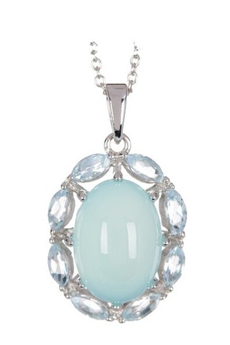 Vintage Style Light Blue Topaz Pendant - Silver Tone Flower Necklace For Women