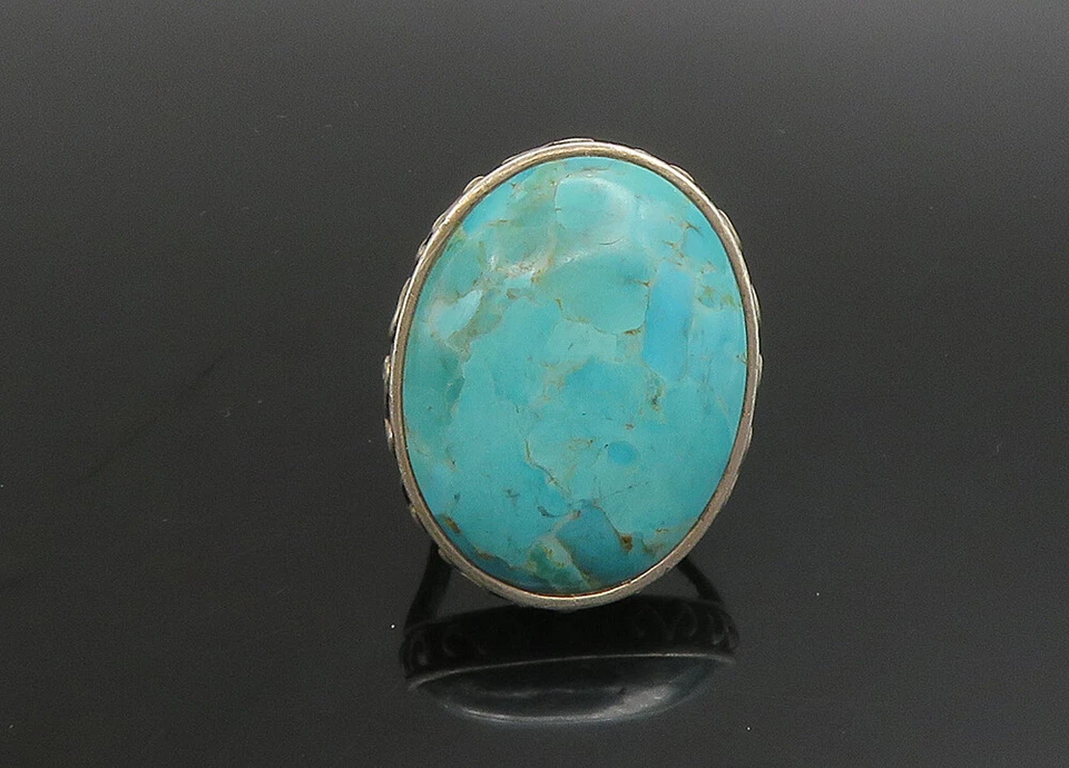 BARSE 925 Silver Vintage Heavy Large Turquoise Cocktail Ring Sz 6.5 RG23391 - Image 3 of 4