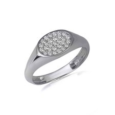 .925 Sterling Silver Oval CZ Statement Ring