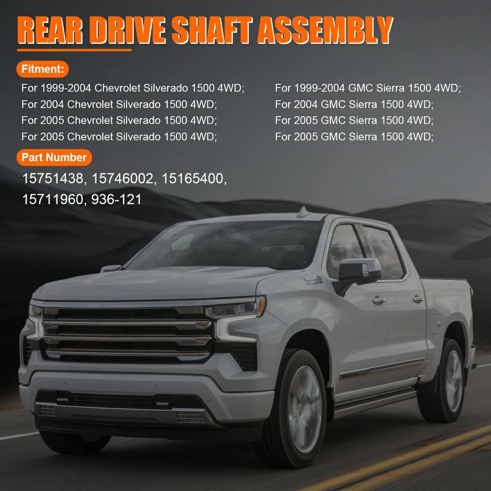 Rear Drive Shaft Assembly Aluminum fit Chevy Silverado 1500 GMC Sierra #1500 — 第 2/4 张图片
