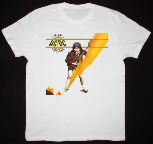 T-shirt AC DC ALTA TENSIONE 1976 manica corta cotone bianco uomo da S a 2345XL BE809 - Foto 1 di 3