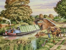 Royal Worcester Collectors Plate THE MEETING Waterways Canal Boats