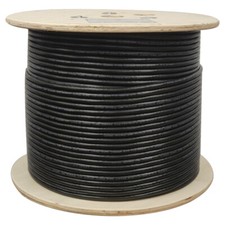Cat6A Plenum 750 Mhz 1000ft 23AWG 100 Bare Copper Ethernet Cable UTP Black