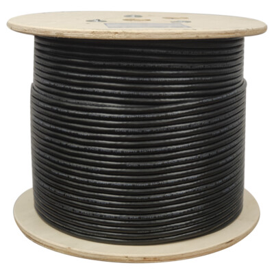 Cat6A Plenum 750 Mhz 1000ft 23AWG 100% Bare Copper Ethernet Cable UTP Black